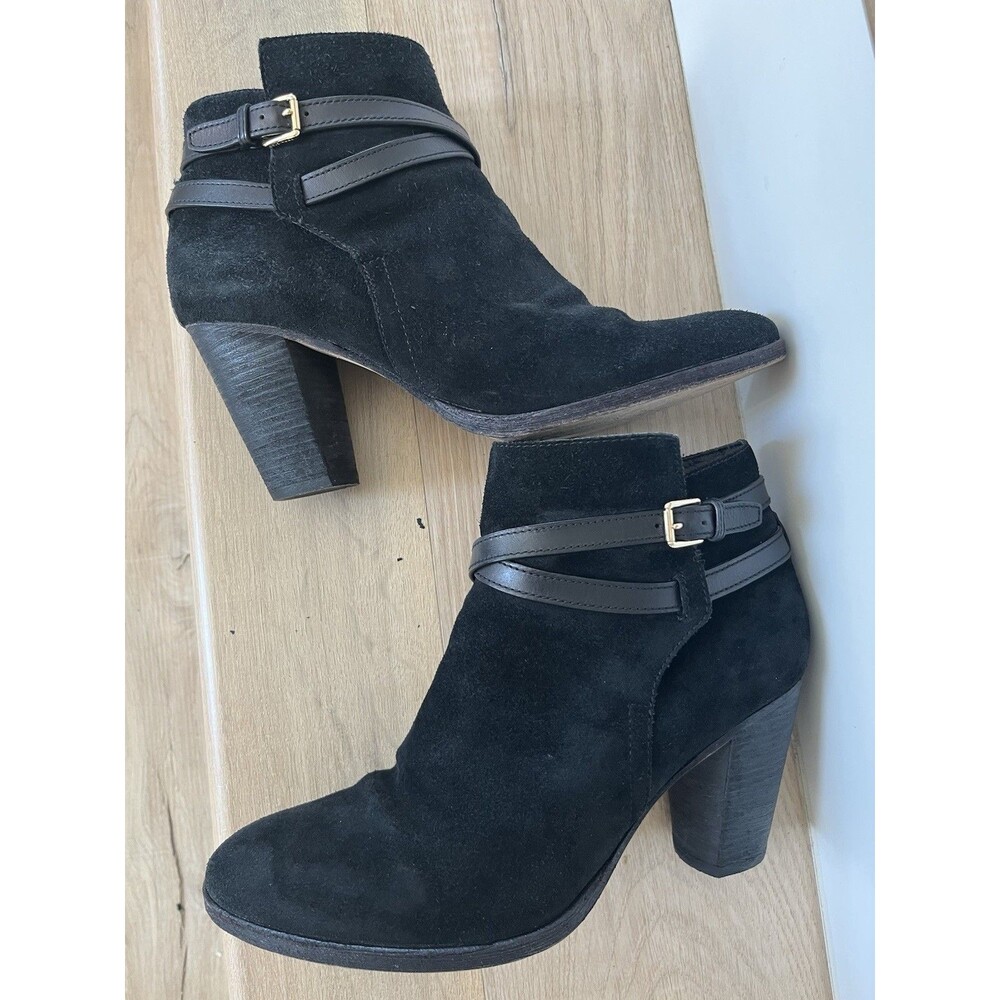 Cole Haan Idah Black Suede Leather Waterproof Ankle Boots Womens Sz 9B Casual